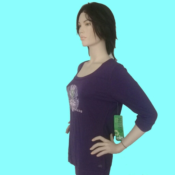 ALO BAMBOO T - SHIRT 3/4 SLEEVES DARK PURPLE ALO. - Picture 4 of 8